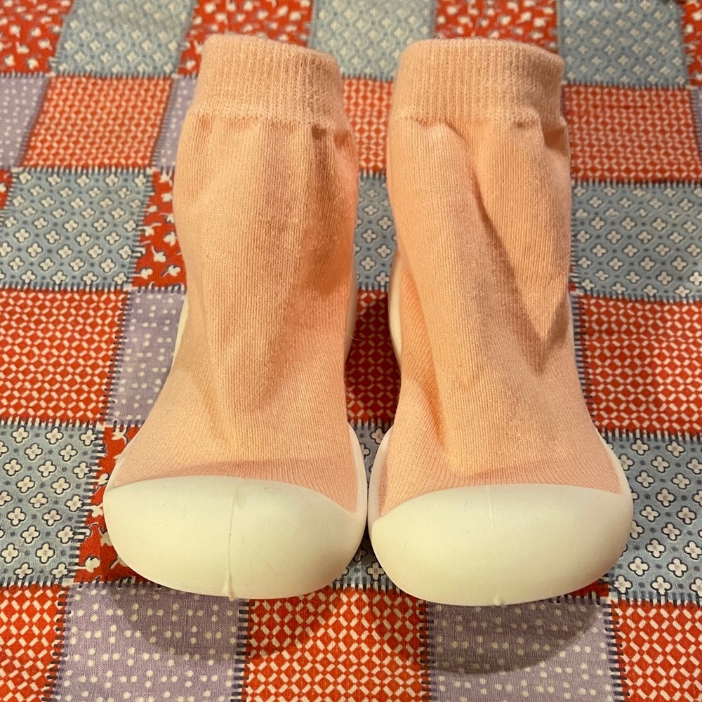 Peach Baby Sock Shoes